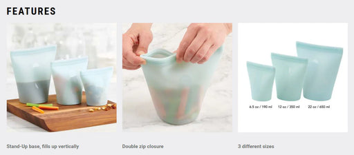 Trudeau Set of 3 Silicone Stand up Food Bags - Bear Country Kitchen