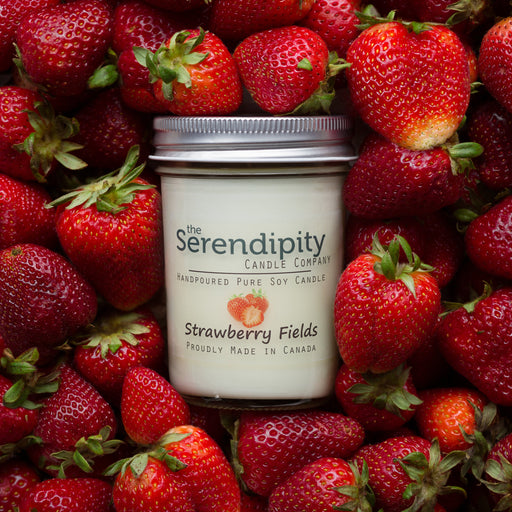 The Serendipity Soy Candle Company 8 Oz Mason Jar Candle Strawberry Fields - Bear Country Kitchen
