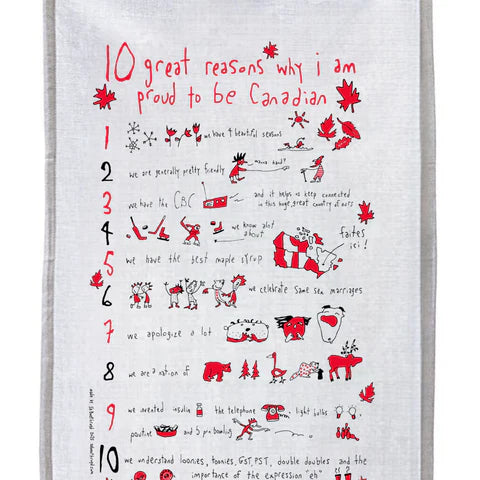 Sa Boothroyd's Tea Towel - 10 Great Reasons Why I am Proud to be Canadian - Bear Country Kitchen