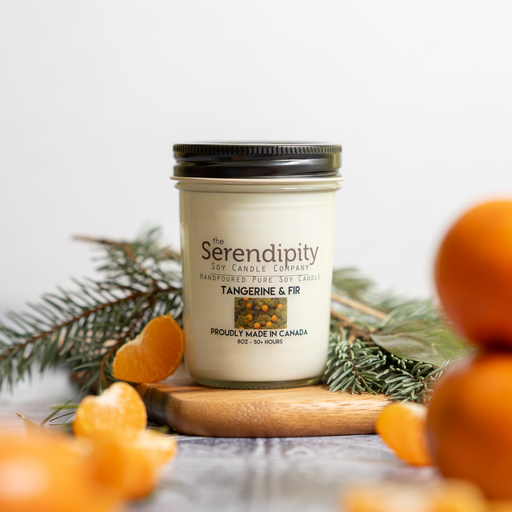 The Serendipity Soy Candle Company 8 Oz Mason Jar Candle Tangerine & Fir - Bear Country Kitchen
