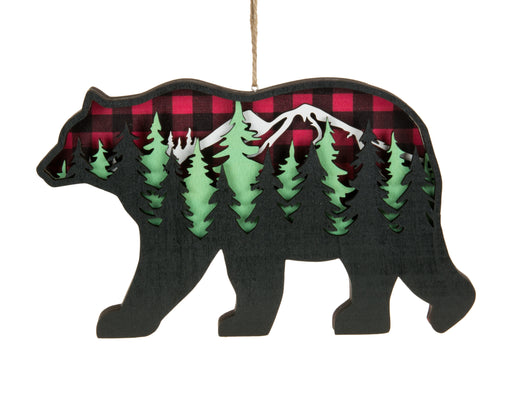 Christmas Tradition Ornament Wooden Bear Mountain Scene - Bear Country Kitchen