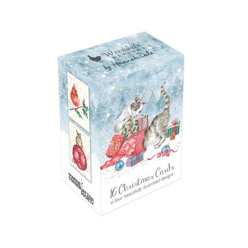 Wrendale Small Christmas Card Pack Of 16 Cats - Bear Country Kitchen