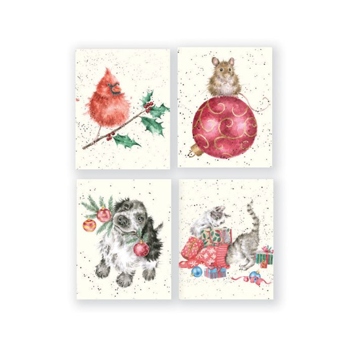 Wrendale Small Christmas Card Pack Of 16 Cats - Bear Country Kitchen