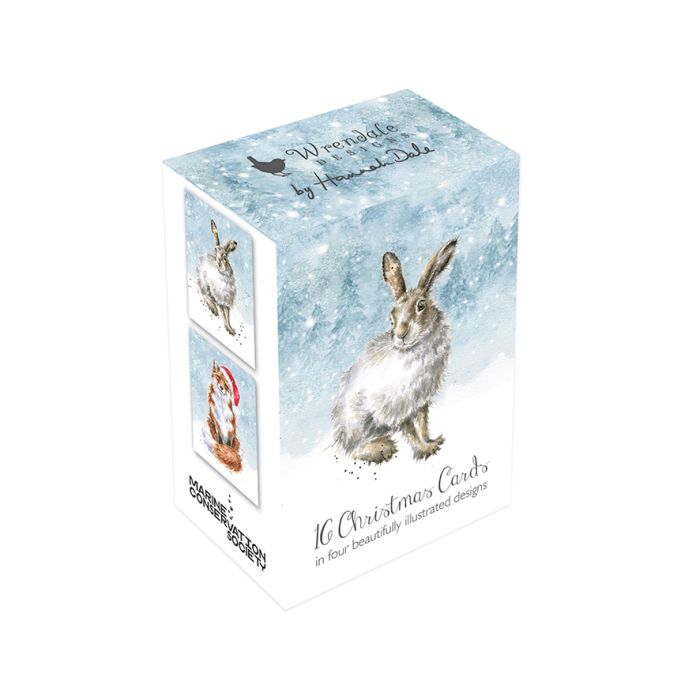 Wrendale Small Christmas Card Pack Of 16 Hare, Fox, Owl, Stag