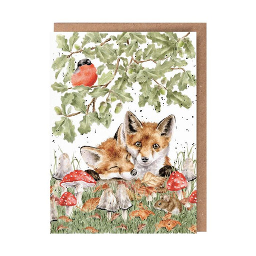 Wrendale Greeting Card Under The Oak Tree (Foxes) - Bear Country Kitchen