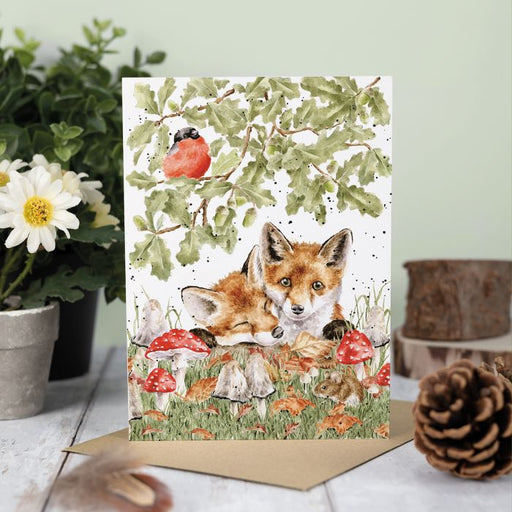 Wrendale Greeting Card Under The Oak Tree (Foxes) - Bear Country Kitchen