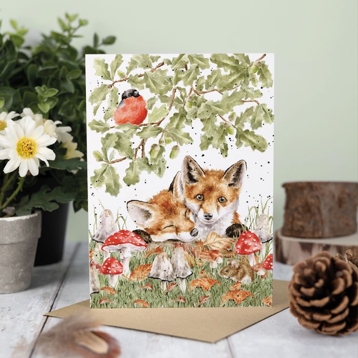 Wrendale Greeting Card Under The Oak Tree (Foxes) - Bear Country Kitchen