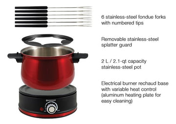Swissmar Electric 10 Piece Fondue Set Arolla Red - Bear Country Kitchen