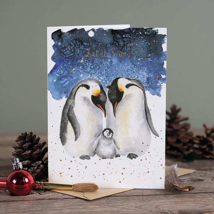Wrendale Greeting Card A Family Christmas Penguin