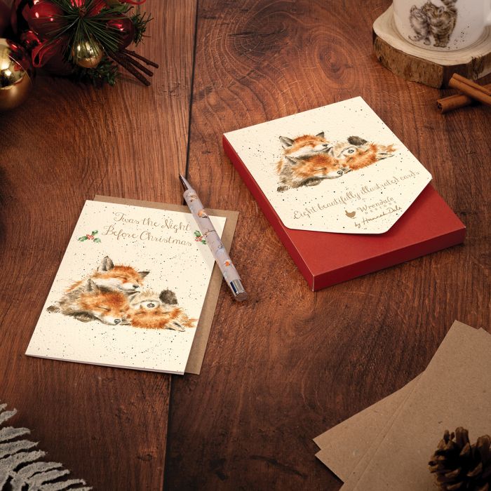 Wrendale Christmas Card Pack Of 8 Twas The Night Before ... (Foxes) - Bear Country Kitchen