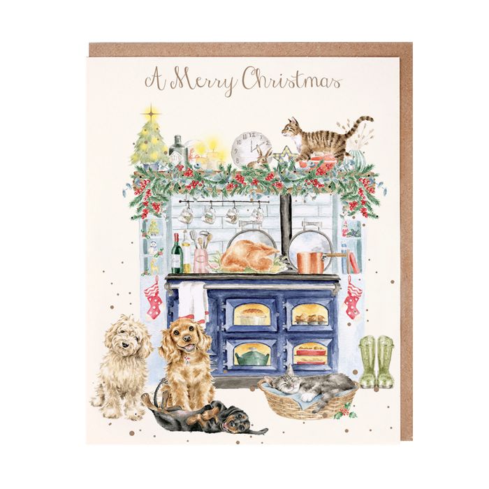 Wrendale Christmas Card Pack Of 8 The Country Christmas Kitchen - Bear Country Kitchen