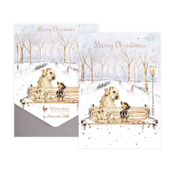 Wrendale Christmas Card Pack Of 8 Winter Walks (Dogs)