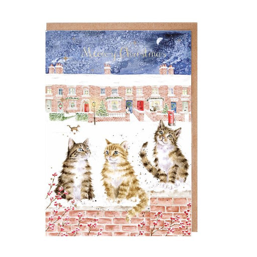 Wrendale Christmas Card Pack Of 8 In The Lane Snow Is Glistening (Cats) - Bear Country Kitchen