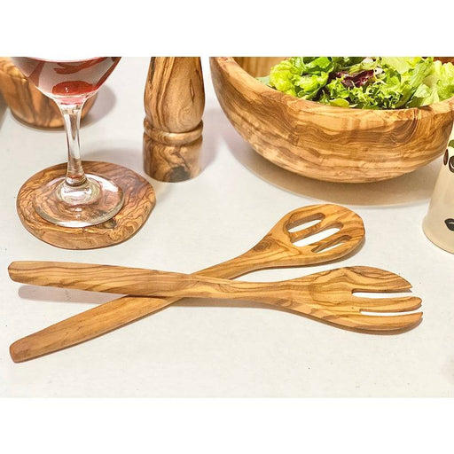 Natural Olive Wood Salad Serving Set - Bear Country Kitchen