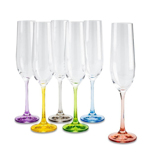 Bohemia Crystal Champagne Flute Set Of 6 Assorted - Bear Country Kitchen