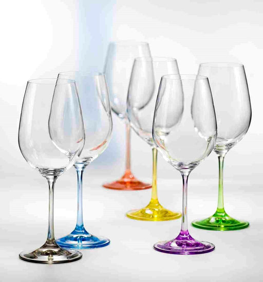Bohemia Crystal White Wine Glasses Set Of 6 Assorted - Bear Country Kitchen