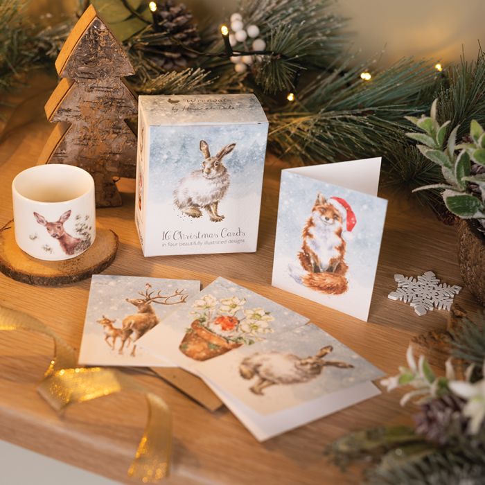 Wrendale Small Christmas Card Pack Of 16 Hare, Fox, Owl, Stag