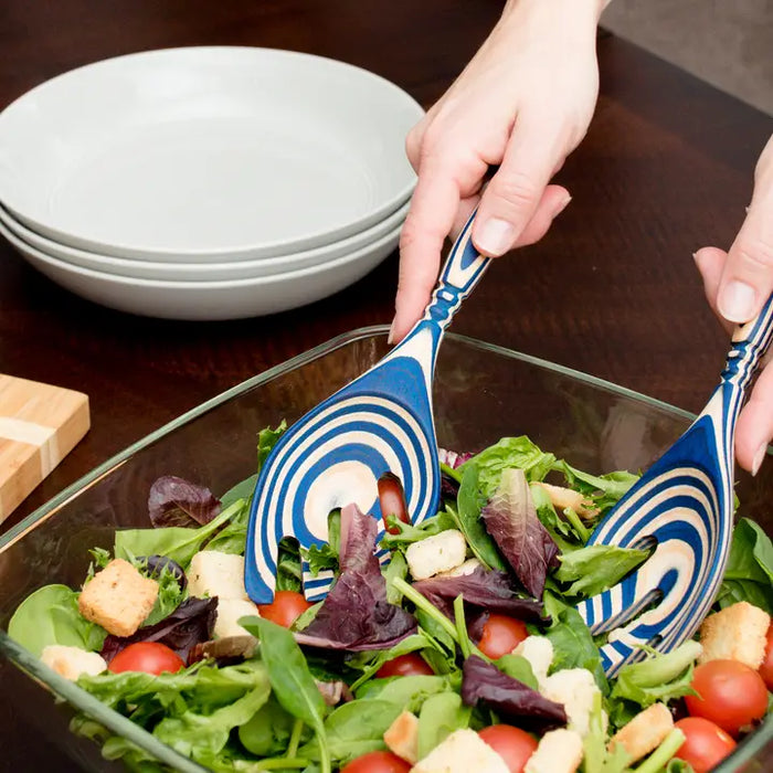 Island Bamboo Pakkawood Salad & Pasta Servers Mint 22.5CM