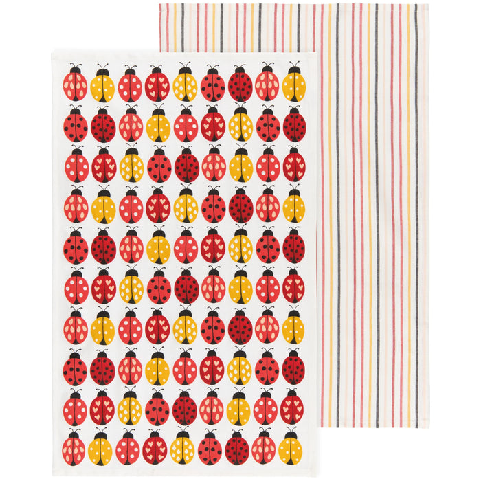 Danica Jubilee Dishtowel Set Of 2 Ladybugs - Bear Country Kitchen