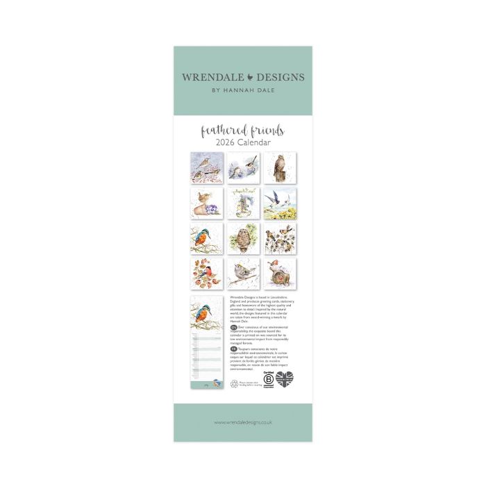 Wrendale Slim Calendar Feathered Friends - Bear Country Kitchen