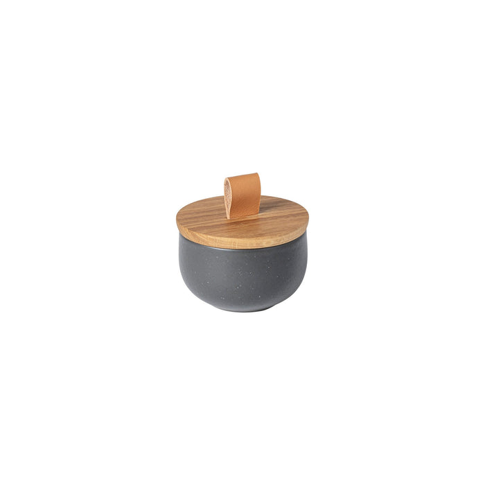 Pacifica Salt Cellar With Oak Wood Lid Seed Grey - Bear Country Kitchen