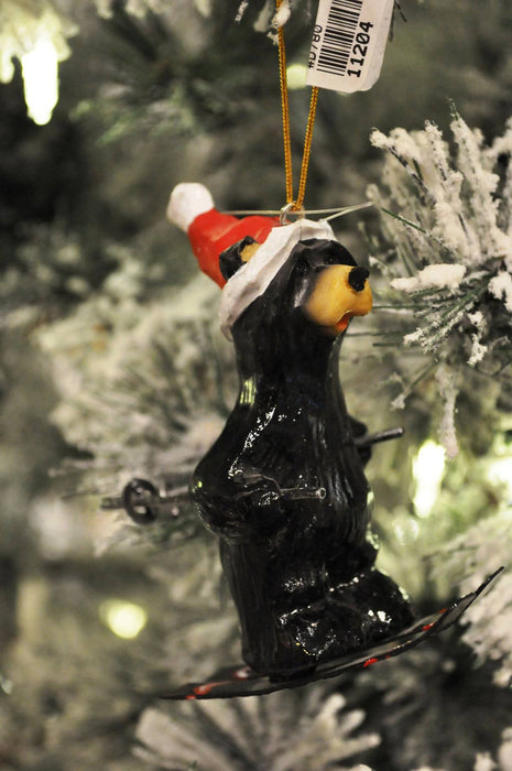 Christmas Tradition Ornament Skiing Bear With Santa Hat - Bear Country Kitchen