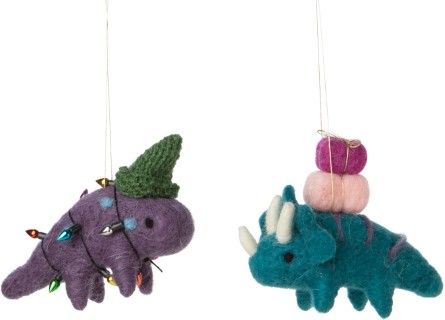 Silver Tree Ornament Felt Triceratops - Bear Country Kitchen