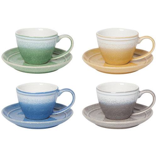 Danica Heirloom Set/ 4  Espresso Cups & Saucers Mineral - Bear Country Kitchen