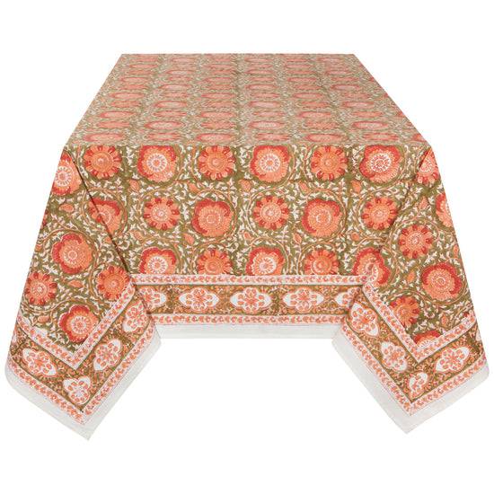 Danica Heirloom Block Print Tablecloth Zinnia - Bear Country Kitchen