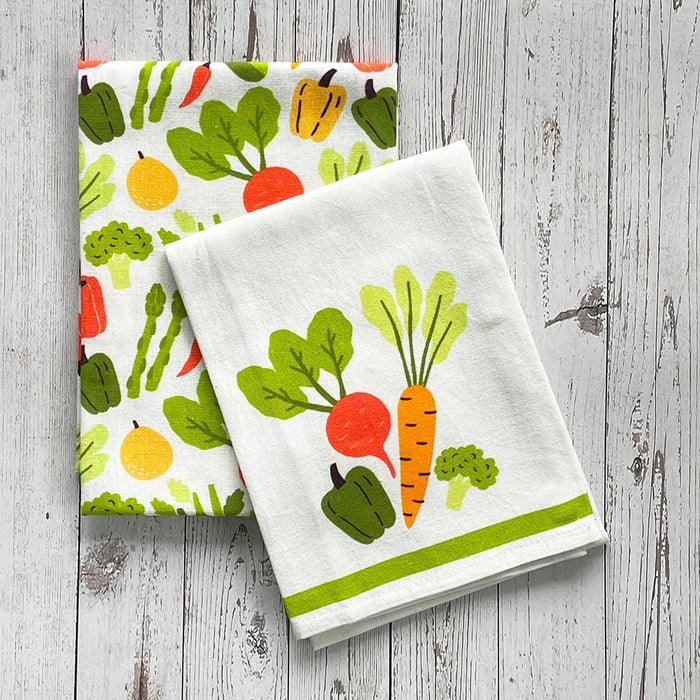 Mahogany Printed  Kitchen Towels Set Of 2 Market Veggies - Bear Country Kitchen