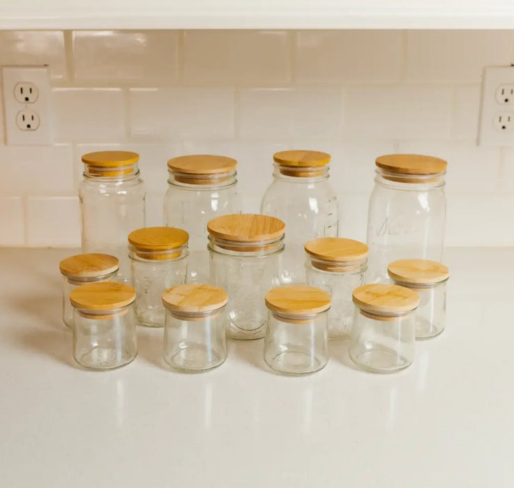 Bamboo Switch Lid For Wide Mouth Mason Jar - Bear Country Kitchen