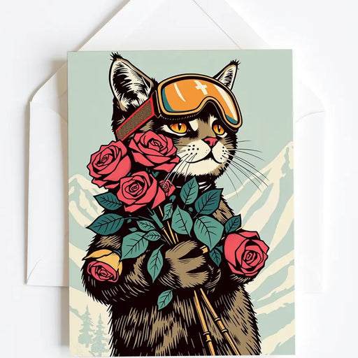 Sofs Design Greeting Card Cat Roses - Bear Country Kitchen