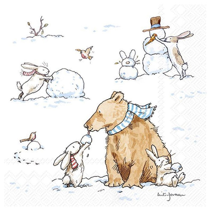 Ideal Home Range Cocktail Napkin Snow Friends