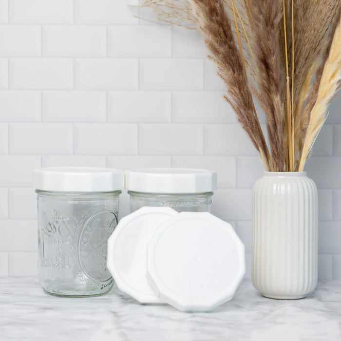 Jarware White Jar Lids Wide Mouth Set Of 4 - Bear Country Kitchen