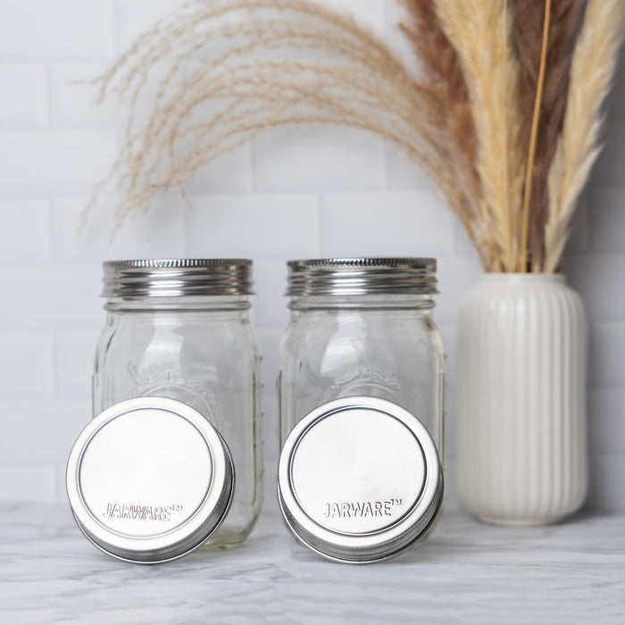 Jarware Set of 8 Stainless Steel Jar Lids Regular Mouth - Bear Country Kitchen