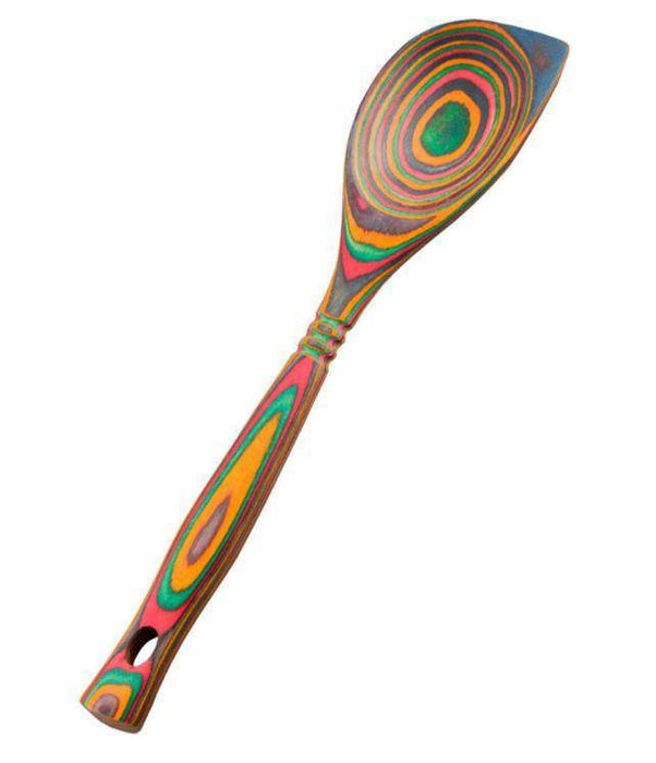 Island Bamboo 12" Pakkawood Corner Spoon - Rainbow - Bear Country Kitchen
