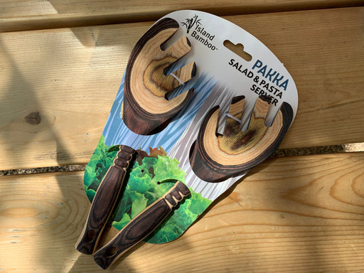 Island Bamboo Pakkawood Salad & Pasta Servers Natural 22.5CM - Bear Country Kitchen