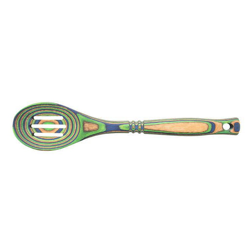 Island Bamboo Pakkawood Slotted Spoon Peacock 30CM - Bear Country Kitchen