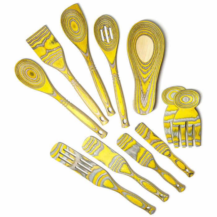 Island Bamboo Pakkawood Slotted Spoon Yellow 30CM - Bear Country Kitchen