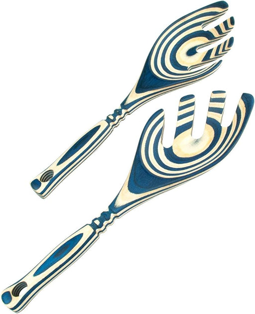 Island Bamboo Pakkawood Salad & Pasta Servers Blue 30CM - Bear Country Kitchen