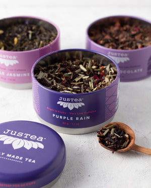 JUSTEA Variety Trio Loose Leaf Tea Tin Purple Tea - Bear Country Kitchen