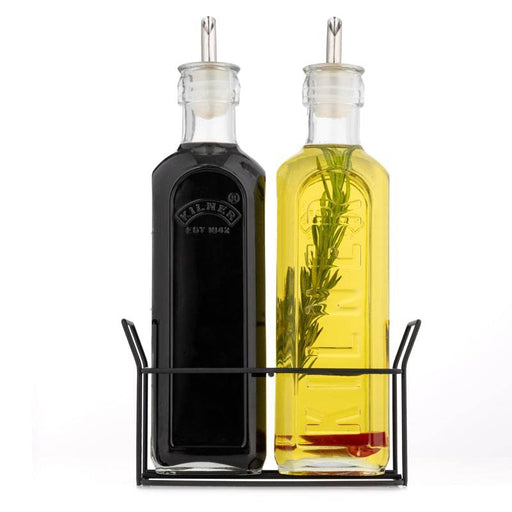 Kilner Set Of 2 Glass Oil Bottles & Rack - Bear Country Kitchen