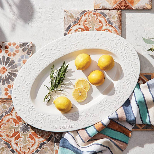 Le Creuset Heritage Oval Platter 45CM Olive Branch White - Bear Country Kitchen