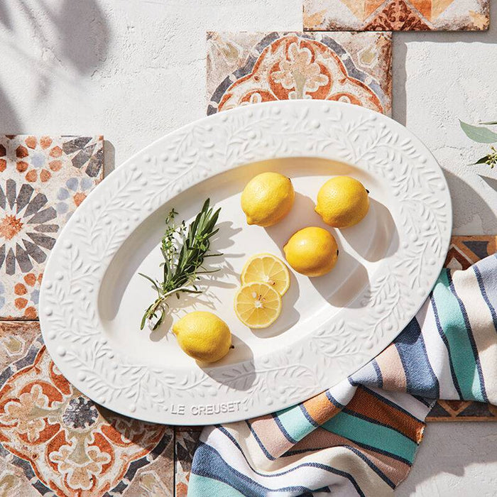 Le Creuset Heritage Oval Platter 45CM Olive Branch White - Bear Country Kitchen