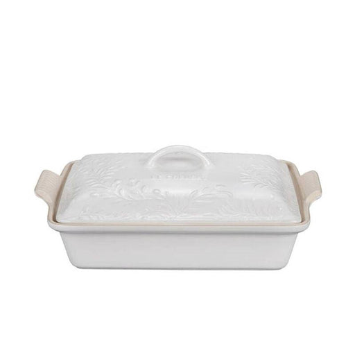 Le Creuset Heritage Rectangular Casserole 3.8L Olive Branch White - Bear Country Kitchen