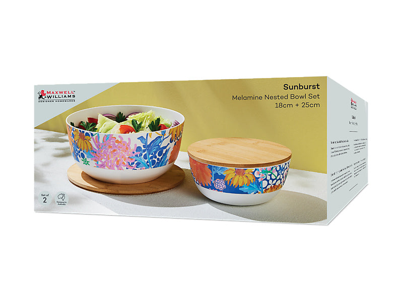 Maxwell Williams Melamine Serving Bowl With Lid Sunburst Set Of 2 - Bear Country Kitchen
