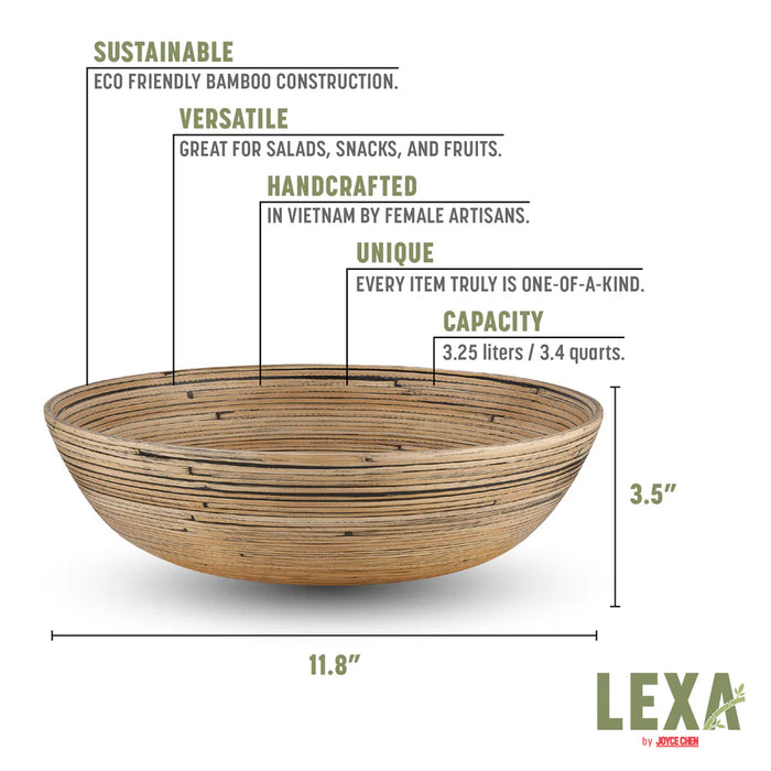 Lexa Bamboo Salad Bowl Black 12" - Bear Country Kitchen