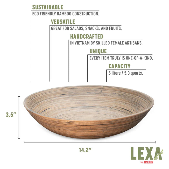 Lexa Bamboo Salad Bowl Black 14" - Bear Country Kitchen
