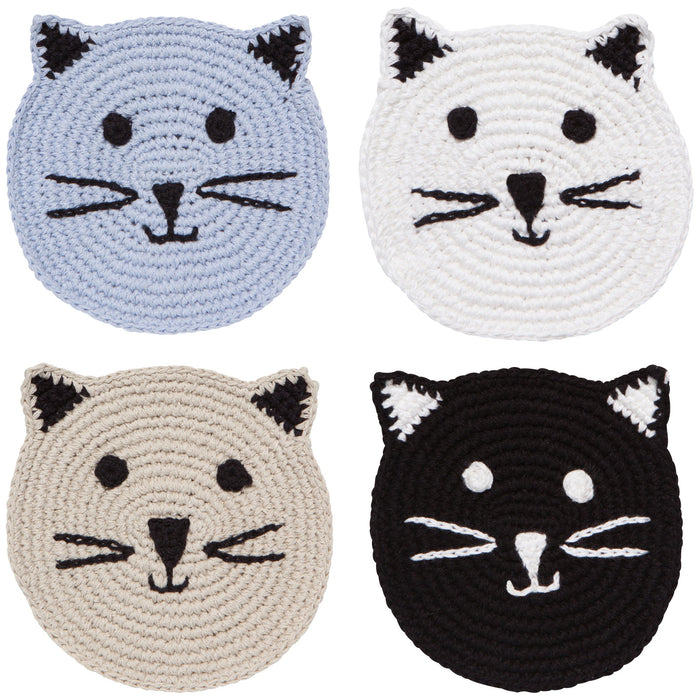 Danica Jubilee Crochet Coaster Set Of 4 Meow Furever - Bear Country Kitchen