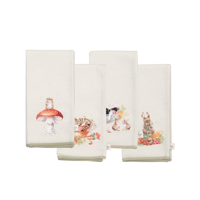 Wrendale Set Of 4 Napkins Garden Friends - Bear Country Kitchen